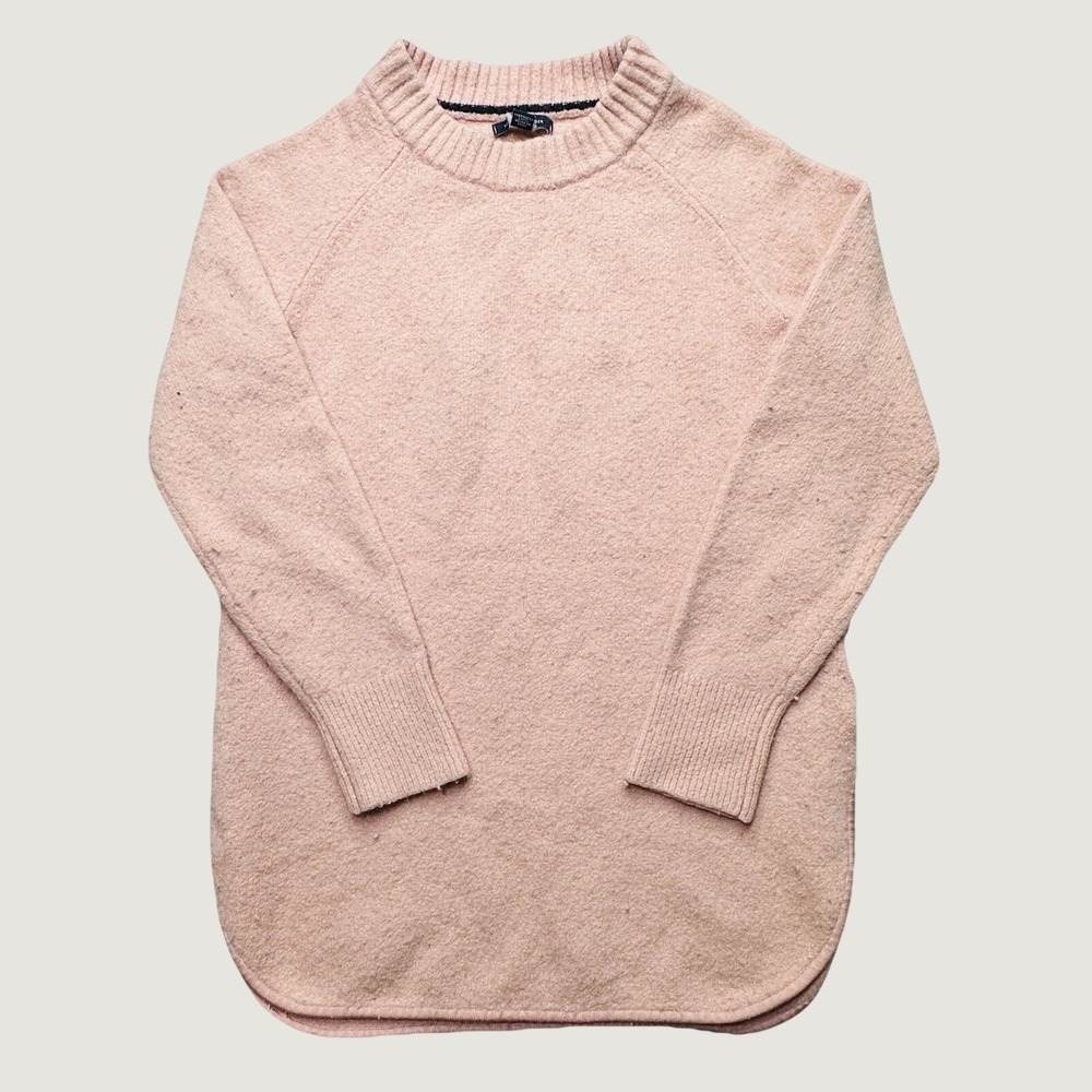 Tommy Hilfiger Sweater Womens M Pink RM87685989 Crew Neck Wool Blend Curved Hem